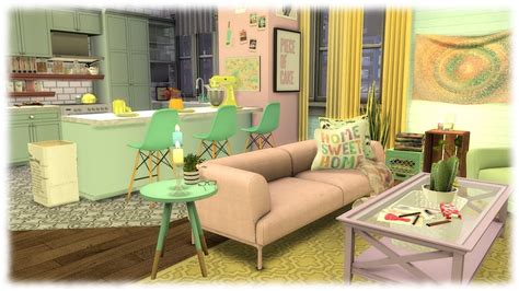 The Sims 4 Speed Build Pastel Apartment Cc Links Pastel