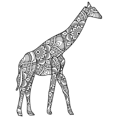 Mandala Two Giraffes Coloring Page Download Print Now