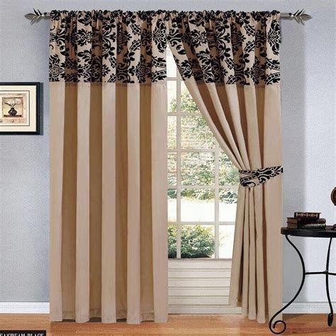 Amazing gallery of interior design and decorating ideas of cream curtains with black trim in bedrooms, living rooms, dens/libraries/offices, dining rooms, laundry/mudrooms, entrances/foyers by elite interior designers. LUXURY Damask Curtains Pair Of Half Flock Pencil Pleat ...