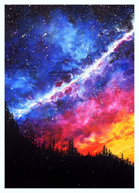 Galaxy Print Milchstraße Malerei Galaxy Art Etsyde