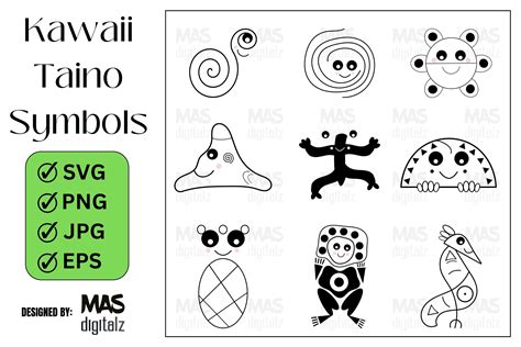 Kawaii Taino Indian Art Symbols Graphic by masdigitalzart · Creative