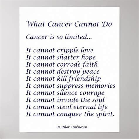 What Cancer Cannot Do Poem Poster Print