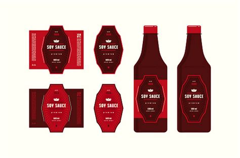 Set Of Templates Label For Soy Sauce Stock Illustration Download