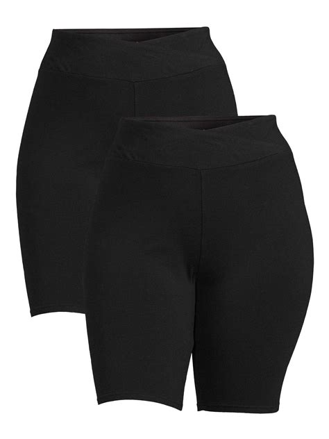 Terra And Sky Womens Plus Size Crossover Waist Bike Shorts 2 Pack