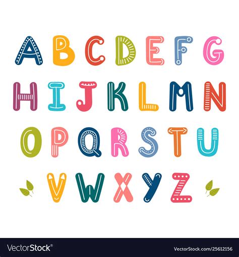 Hand Drawn English Alphabet Cute Letters Vector Image
