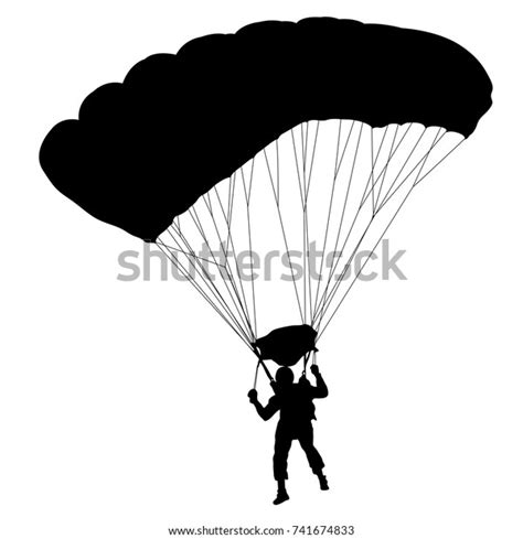 Skydiver Silhouettes Parachuting Vector Illustration Stock Vector