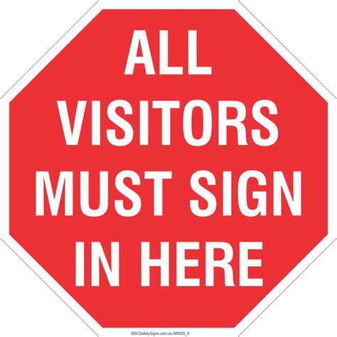 All Visitors Must Sign In Here Custom Multi Word Stop Signs Stickers