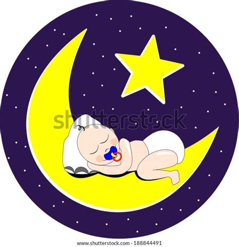 Baby Sleeping On Moon Stock Vector Royalty Free 188844491