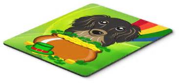 Longhair Black And Tan Dachshund St Patrick S Day Mouse Pad Hot Pad