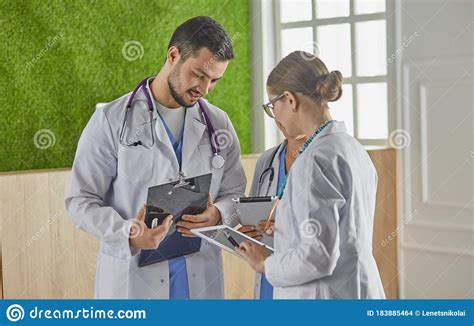 Group Of Medical Workers Portrait In Hospital Stock Photo Image Of