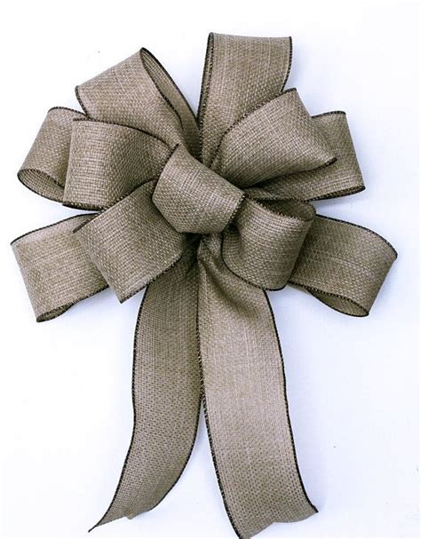 Rustic Bow Tan Wired Ribbon For Wedding Natural Wreath Bow Package Bow