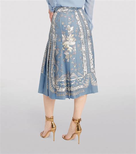 Emilio Pucci Blue Silk Pleated Skirt Harrods Uk