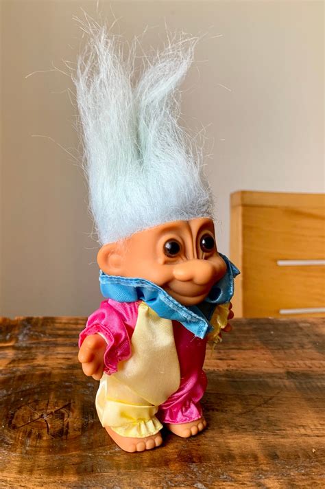Vintage 1980s 1990s Russ Light Blue Hair Troll Clown Etsy