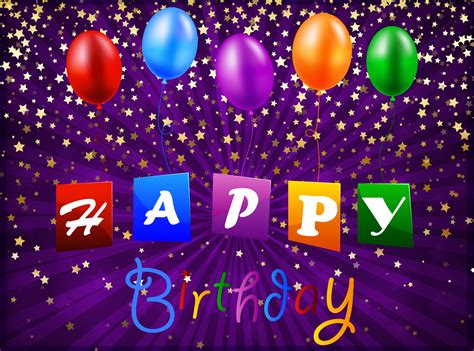 Looking for the best wallpapers? Happy Birthday Purple Card with Balloons | Gallery ...