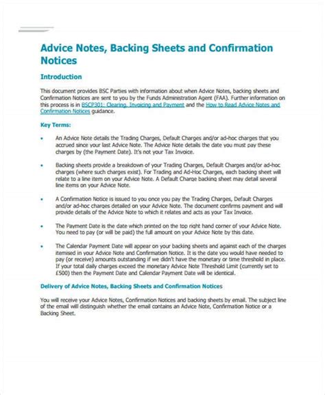 9 Advice Note Templates Free Sample Example Format Download