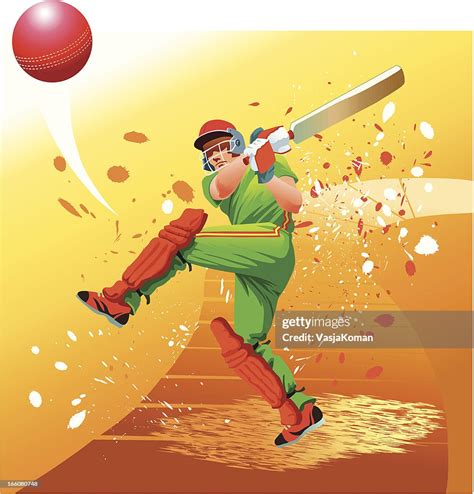 Cricket Player Strikes The Ball For Six High Res Vector Graphic Getty