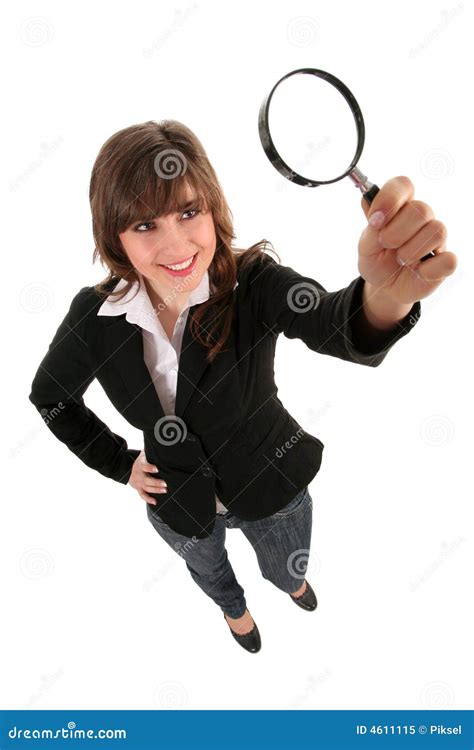 woman holding magnifying glass stock image image of female high 4611115