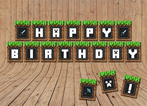 Sale Minecraft Birthday Banner Minecraft Party Supplies Minecraft