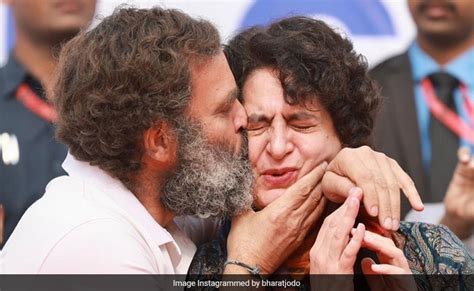 Viral Video Rahul Gandhi Hugs Kisses Sister Priyanka During Bharat Jodo Yatra