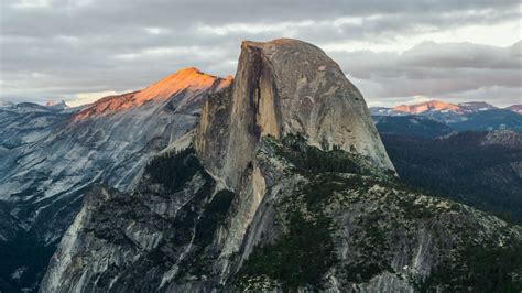 Nature Landscape Mountains Clouds Yosemite National Park Usa Half