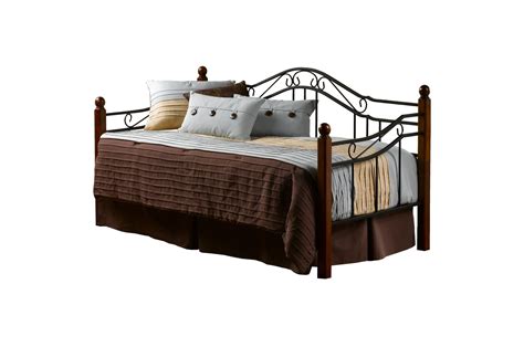 Hillsdale Furniture Madison Wood And Metal Twin Daybed With Trundle Black With Cherry Posts