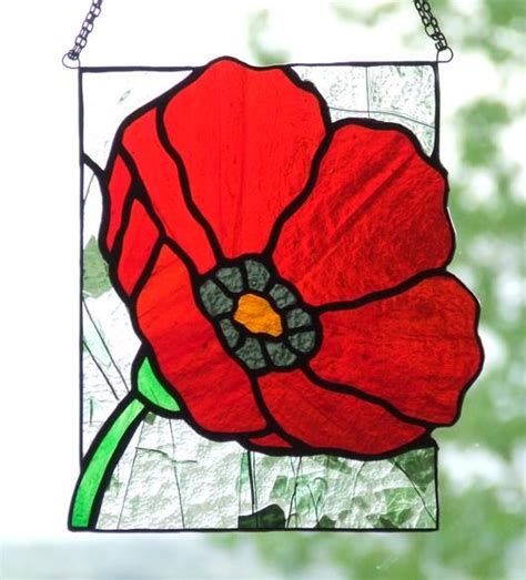 Stained Glass Painting Original Art Poppies Panels And Wall Hangings Art And Collectibles Jan