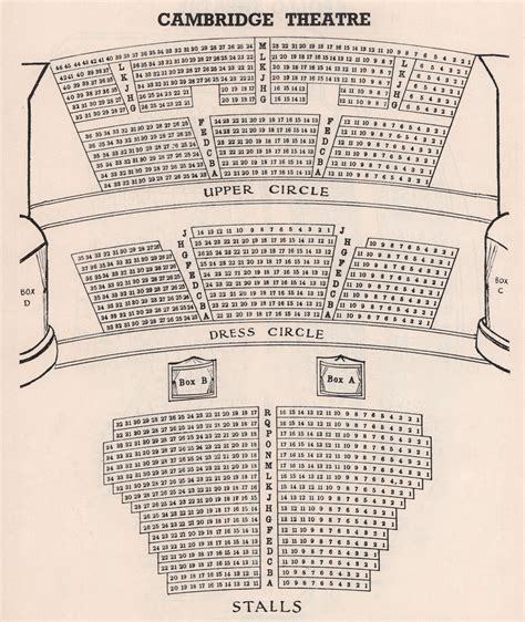Cambridge Theatre Vintage Seating Plan London West End 1937 Old