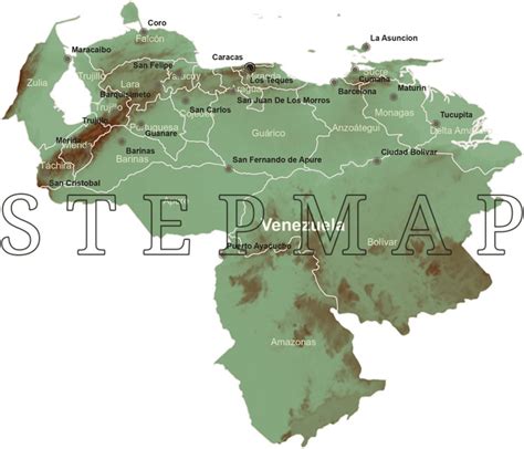 Stepmap Landkarte Venezuela Mit Relief Inkl Hauptstadt