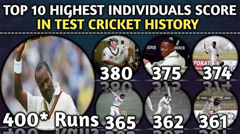 Top 10 Highest Individual Score In Test Cricket History Highest