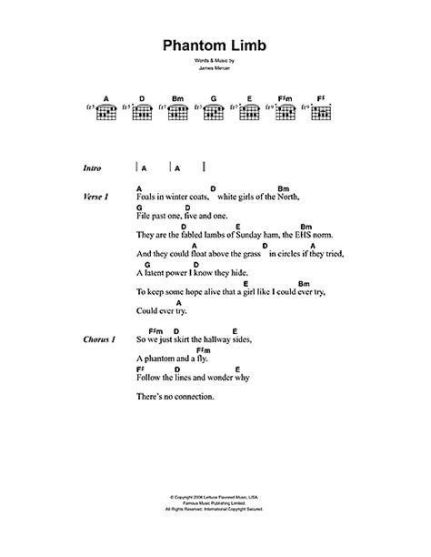 the shins phantom limb sheet music and chords download 2 page printable pdf guitar chords