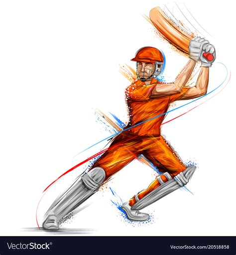 Batsman Playing Cricket Championship Sports Vector Image