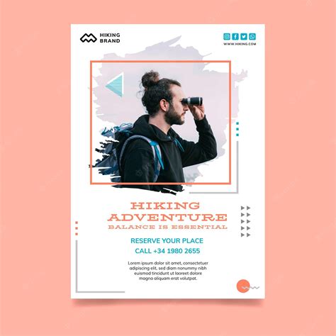 Premium Vector Hiking Poster Template With Photo