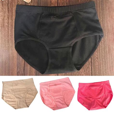 Buy Women Female Large Size Panties Cotton With Pocket High Waist With