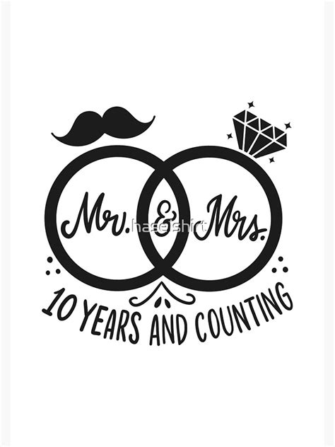 10th Wedding Anniversary Mr And Mrs 10 Years Married Poster For