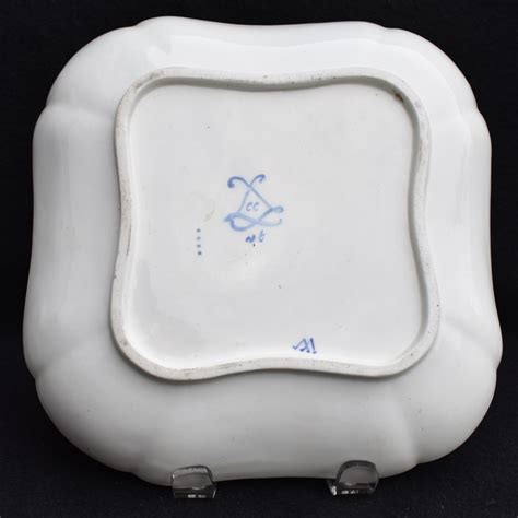Blue & white porcelain artist: Sèvres porcelain, France, square deep lobed dish, feuille ...