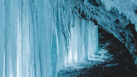 Cave Stones Ice Frozen Water Nature 4k Hd Wallpaper