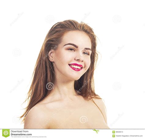 An Emotional Portrait A Naked Girl On A White Background Stock Image