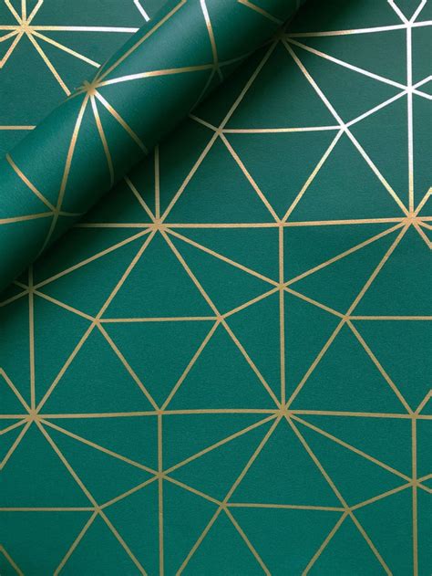 Metro Prism Geometric Triangle Wallpaper Emerald Green And Gold