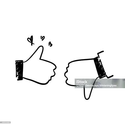 Hand Drawn Doodle Thumb Icon Illustration Vector With Drawing Style