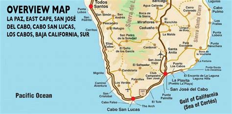 overview map of southern baja los cabos guide la paz baja california map printable maps