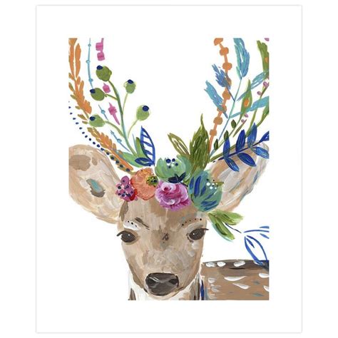 Boho Deer On Canvas By Bari J Print Deer Art Print Art Prints Deer Art