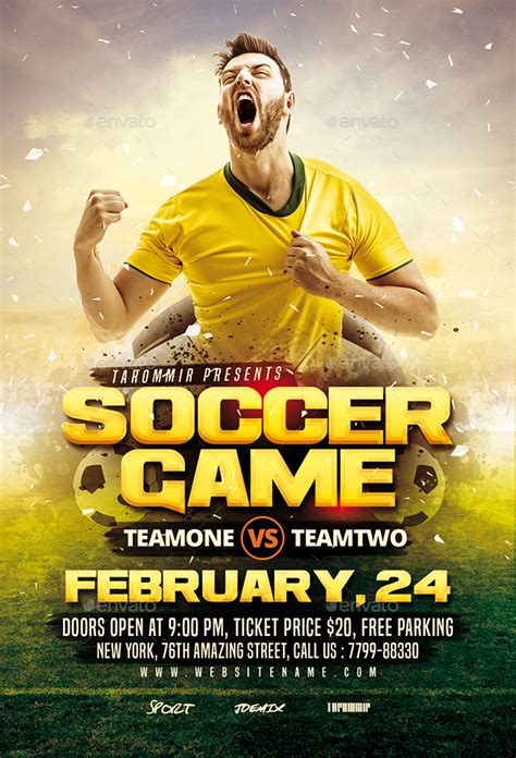 Soccer Game Flyer Print Templates Graphicriver