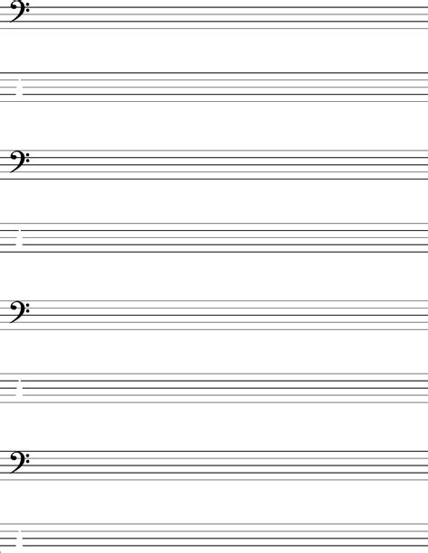 Note reading worksheet treble clef exercise 1. Staff and Tablature-Bass Clef-5 Lines Music Paper Free Download