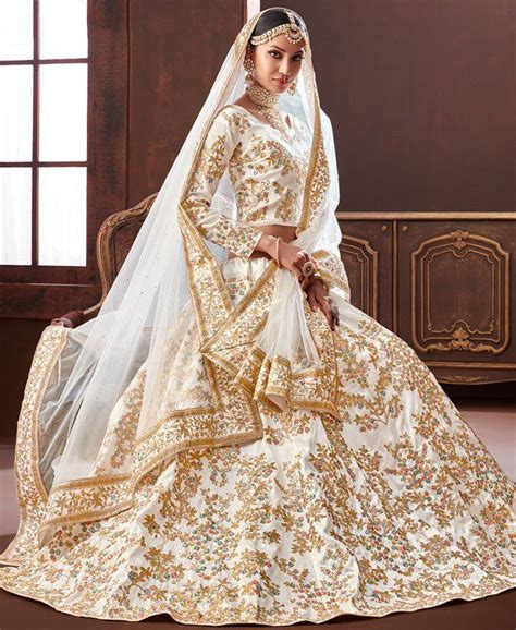 Buy White Pure Silk Indian Wedding Lehenga In Uk Usa And Canada Indian Wedding Lehenga Indian
