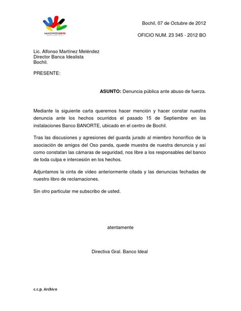 Ejemplo Modelo Carta De Oficio