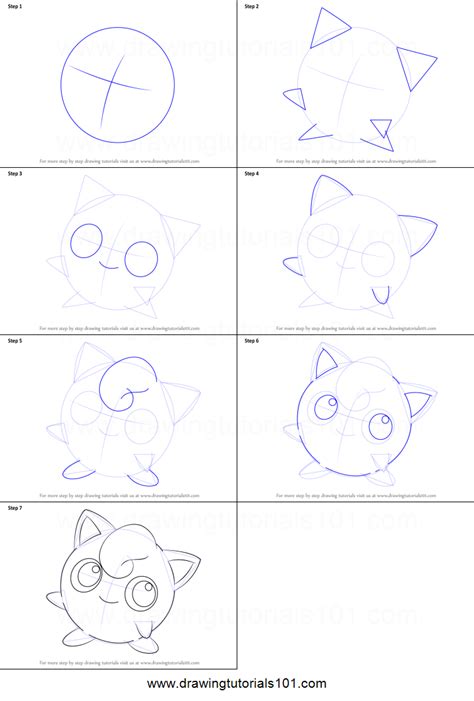 How To Draw Jigglypuff From Pokemon Printable Step By Step Drawing