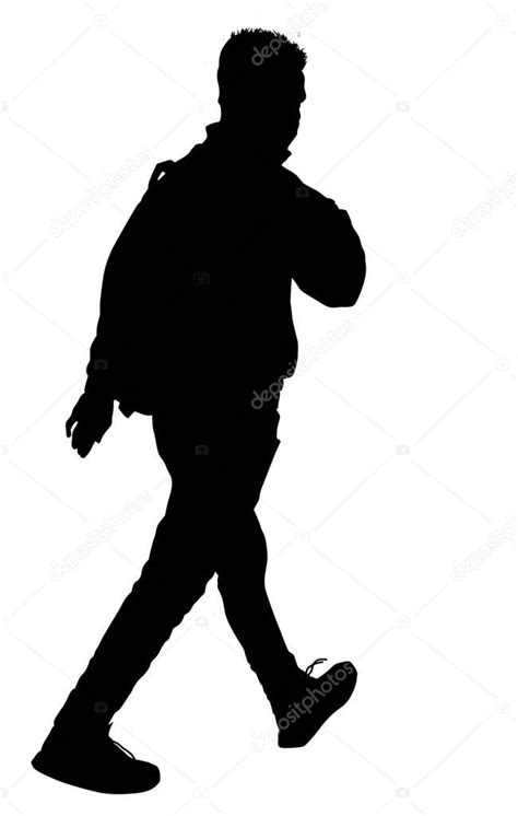 Hombre caminando de espaldas silueta | Silueta de hombre caminando con mochila — Vector de stock ...