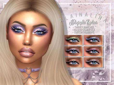 Alainalina Holographic Eyeliner Sims 4 Custom Content Graphic Holo