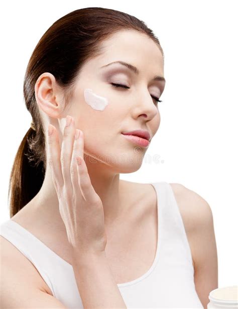 Beautiful Woman With Cream On Her Face Stock Image Image Of Cosmetology Dreaming 50811165