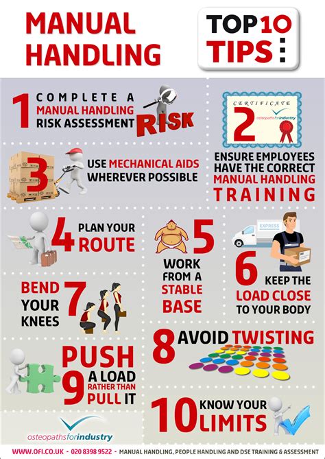 Manual Handling Top 10 Tips Infographic